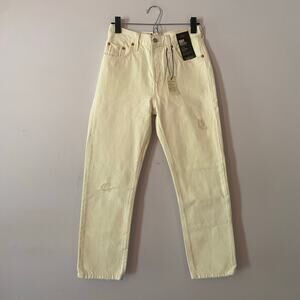 NWT Levi's 501 Original Cropped High Rise White Jeans Button Fly Women's 25 X 26